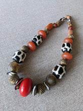 Load image into Gallery viewer, Extravagant necklace "Khartoum" made from recycled glass beads and brass from Sudan - UNIKAT