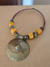 Load image into Gallery viewer, Extravagant necklace &quot;Khartoum&quot; made from recycled glass beads and brass from Sudan - UNIKAT
