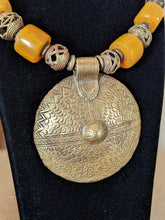 Load image into Gallery viewer, Extravagant necklace &quot;Khartoum&quot; made from recycled glass beads and brass from Sudan - UNIKAT
