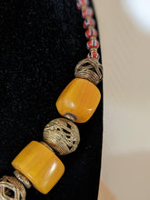 Load image into Gallery viewer, Extravagant necklace &quot;Khartoum&quot; made from recycled glass beads and brass from Sudan - UNIKAT
