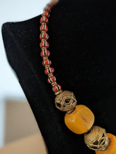 Load image into Gallery viewer, Extravagant necklace &quot;Khartoum&quot; made from recycled glass beads and brass from Sudan - UNIKAT
