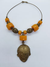 Load image into Gallery viewer, Extravagant necklace &quot;Khartoum&quot; made from recycled glass beads and brass from Sudan - UNIKAT
