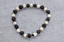 Load image into Gallery viewer, *New* African beaded bracelet made of fine, round paper beads &quot;Mitsou&quot; black/white
