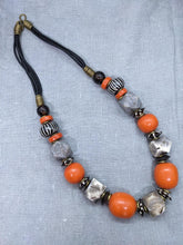 Load image into Gallery viewer, Chic necklace &quot;Afrique&quot; made of African amber beads, glass beads, cow bone beads, brass beads - UNIKAT
