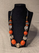 Load image into Gallery viewer, Chic necklace &quot;Afrique&quot; made of African amber beads, glass beads, cow bone beads, brass beads - UNIKAT
