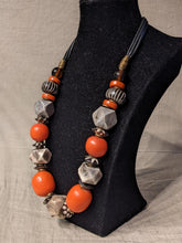 Load image into Gallery viewer, Chic necklace &quot;Afrique&quot; made of African amber beads, glass beads, cow bone beads, brass beads - UNIKAT
