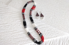 Load image into Gallery viewer, Maasai jewelry set - pearl necklace with matching earrings &quot;Saba Long&quot; - single item
