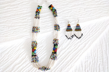 Load image into Gallery viewer, Maasai jewelry set - pearl necklace with matching earrings &quot;Saba Long&quot; - single item
