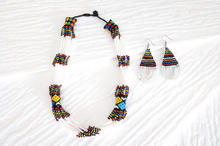 Load image into Gallery viewer, Maasai jewelry set - pearl necklace with matching earrings &quot;Saba Long&quot; - single item
