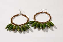 Load image into Gallery viewer, Creole earrings with paper pearls &quot;Happy Madiba&quot;
