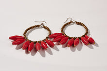 Load image into Gallery viewer, Creole earrings with paper pearls &quot;Happy Madiba&quot;
