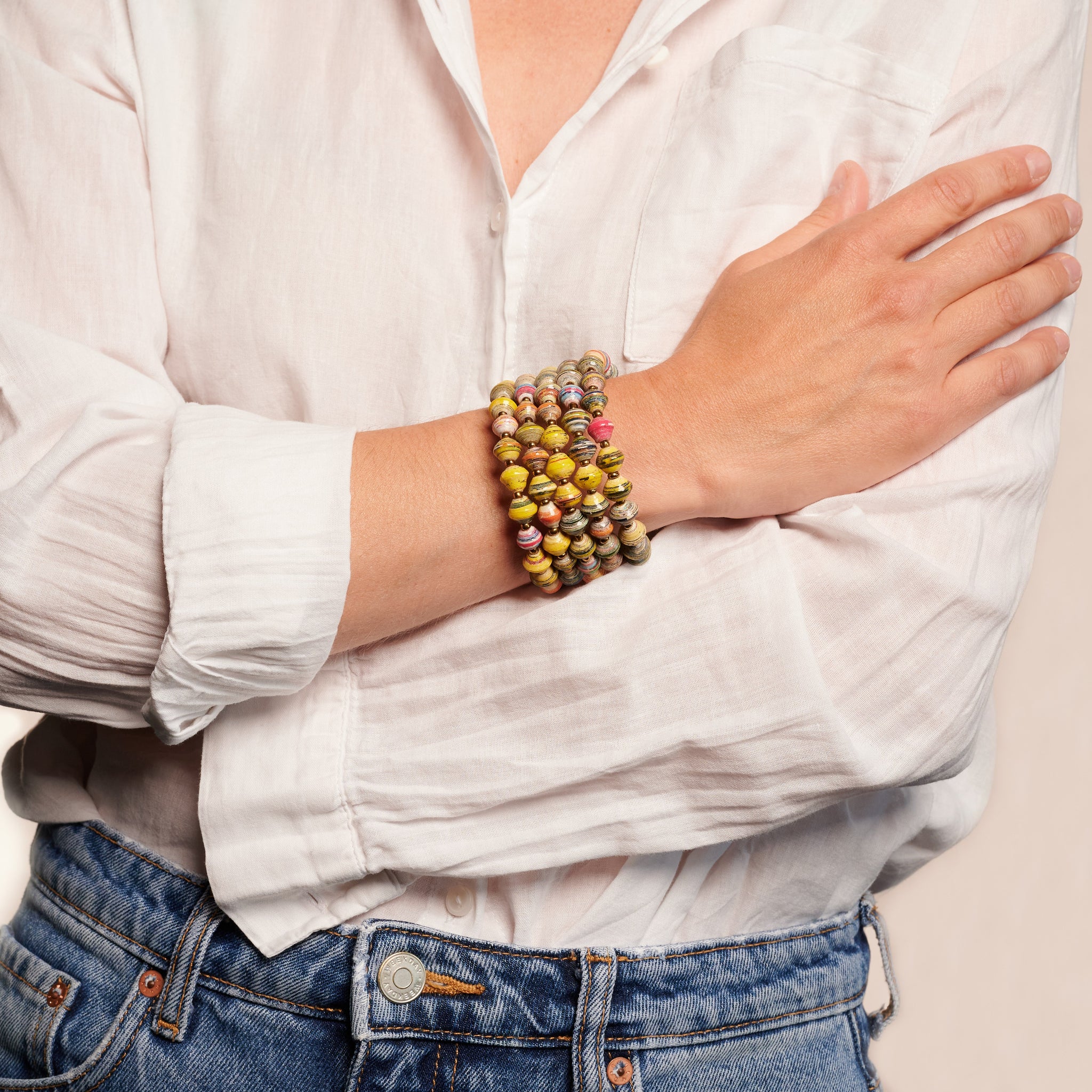 Creole bracelet with paper beads Viva Bangle PEARLS OF AFRICA