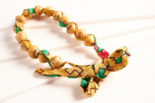 Load image into Gallery viewer, Paper bead necklace with African fabric ribbon &quot;Songky Cloth&quot;
